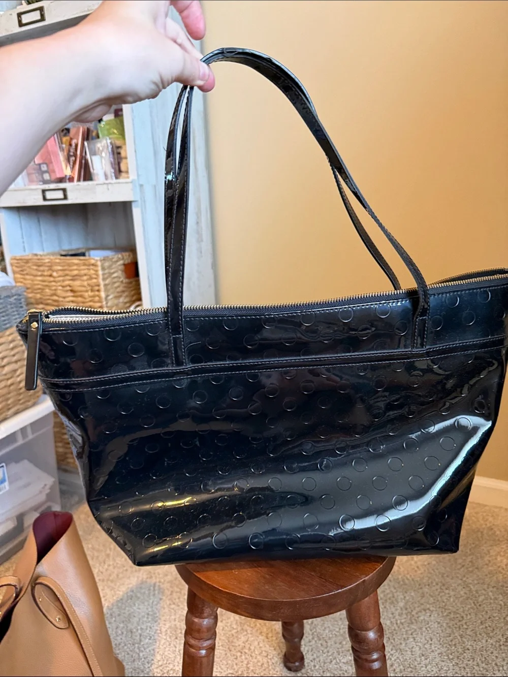 kate spade Black Patent Polka Dot Tote
